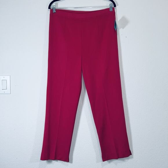 MING WANG Ankle Pants Size M Bright Pink Acrylic Blend Knit Pull On NEW NWT $175 - Picture 1 of 14